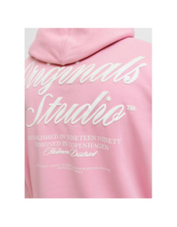 Sweat à capuche jornorrebro typo rose homme - Jack & Jones