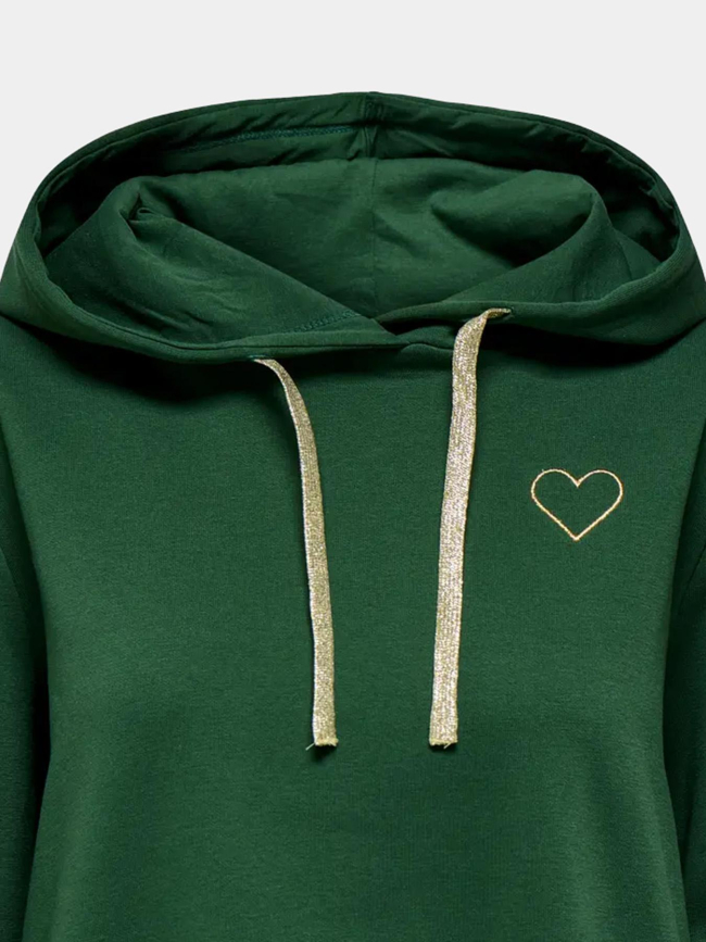 Sweat à capuche cœur noli vert femme - Only