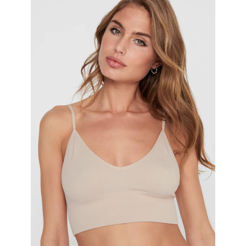 Débardeur crop côtelé vicky beige femme - Only