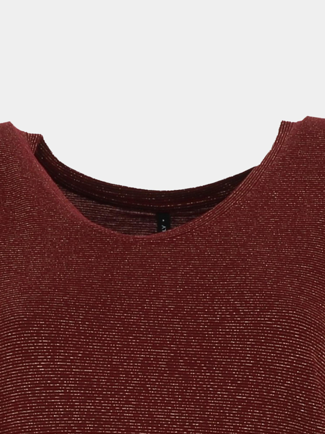 T-shirt rayé pailleté harrie bordeaux femme - Only