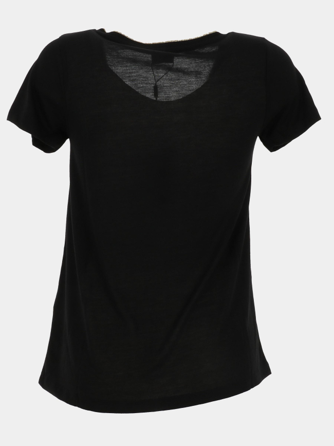 T-shirt col v pailleté doré dalila noir femme - Jdy