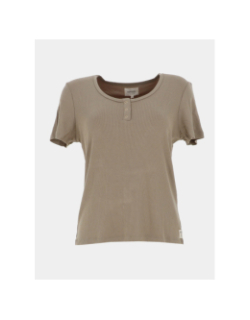 T-shirt côtelé regular léa sauge vert femme - Happy & So