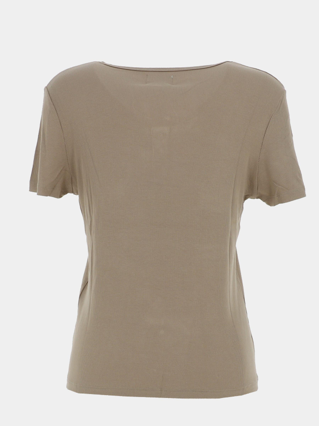 T-shirt côtelé regular léa sauge vert femme - Happy & So