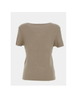 T-shirt côtelé regular léa sauge vert femme - Happy & So