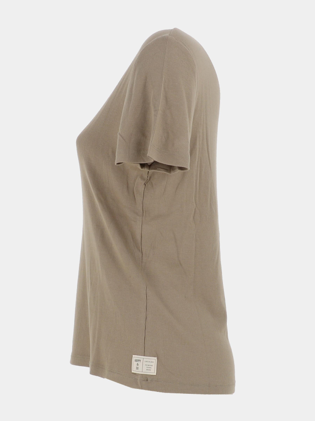 T-shirt côtelé regular léa sauge vert femme - Happy & So