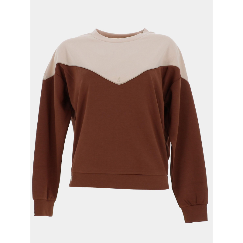 Sweat bicolore lola beige marron femme - Happy & So