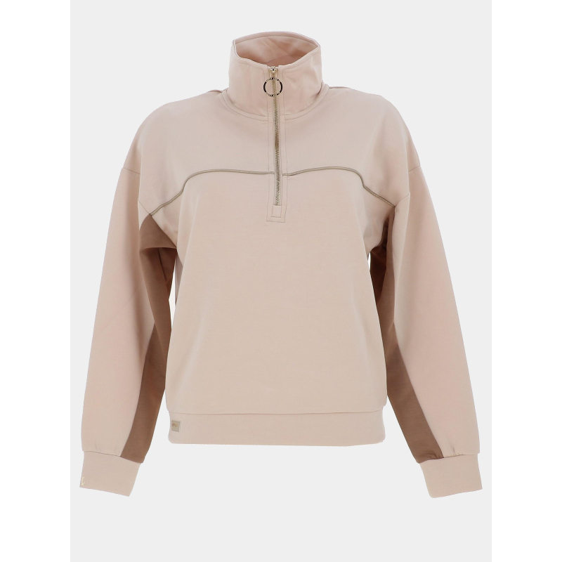 Sweat col camionneur billy beige femme - Happy & So