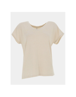T-shirt rayé pailleté harrie beige femme - Only