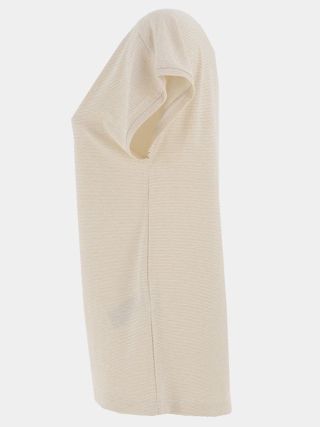 T-shirt rayé pailleté harrie beige femme - Only