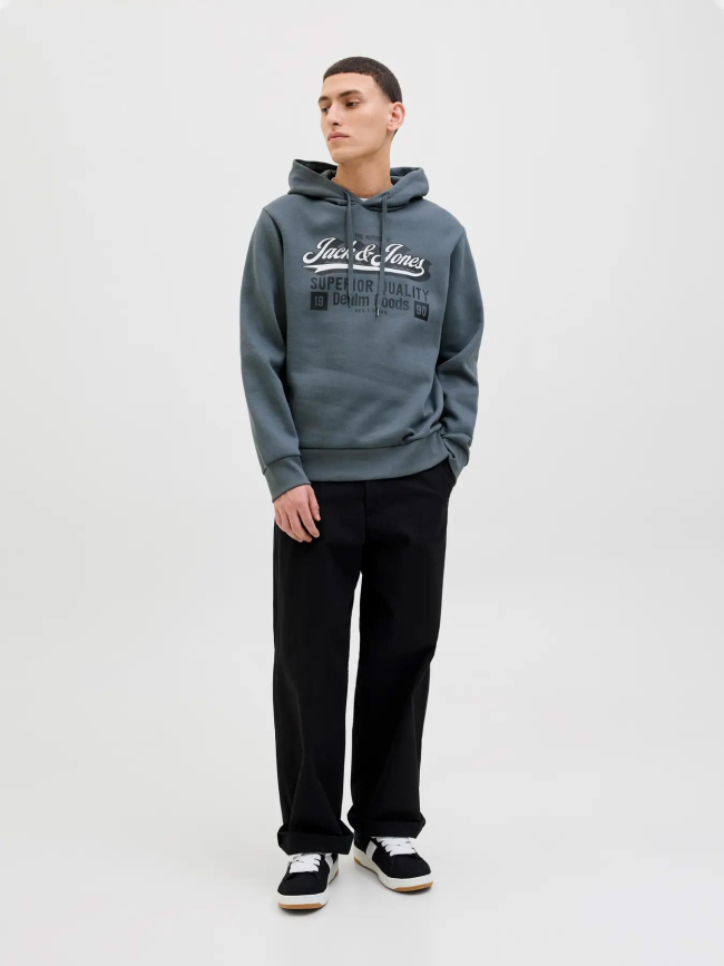 Sweat à capuche logo 25/26 gris homme - Jack & Jones