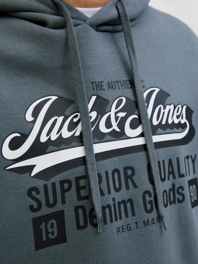 Sweat à capuche logo 25/26 gris homme - Jack & Jones