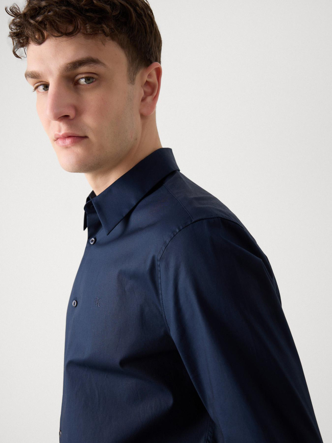 Chemise solid stretch slim bleu marine homme - Calvin Klein