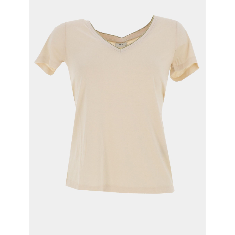 T-shirt col v pailleté dalila beige femme - Jdy