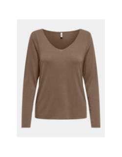 Pull fin uni hanna marron femme - Only