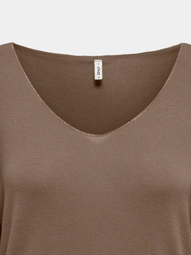 Pull fin uni hanna marron femme - Only