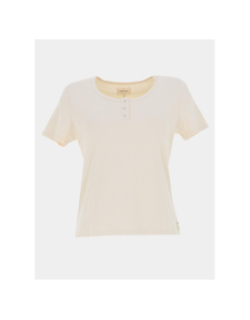 T-shirt côtelé regular léa blanc crème femme - Happy & So