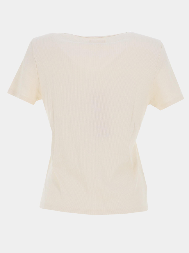 T-shirt côtelé regular léa blanc crème femme - Happy & So