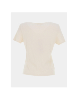 T-shirt côtelé regular léa blanc crème femme - Happy & So
