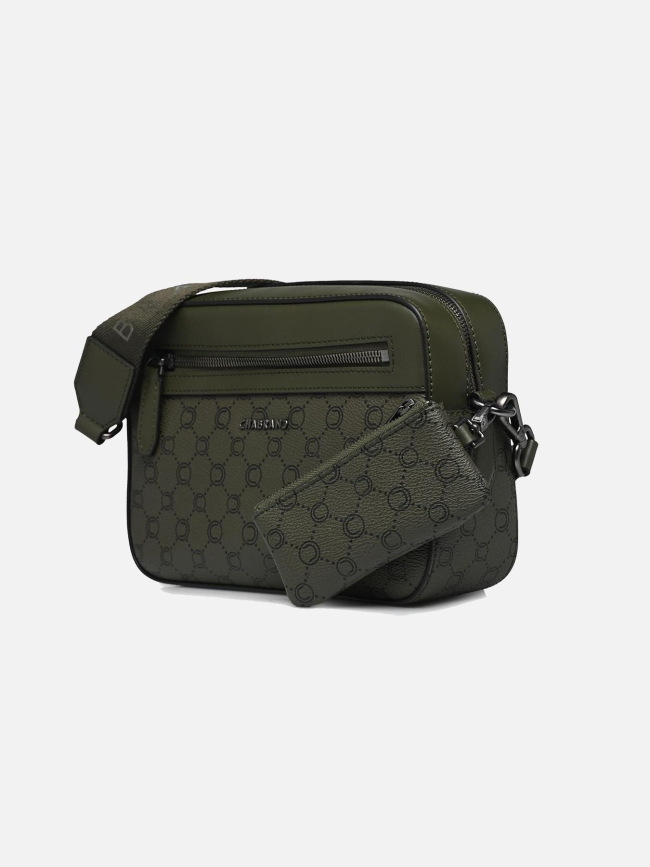 Sacoche imprimée simili-cuir kaki homme - Chabrand