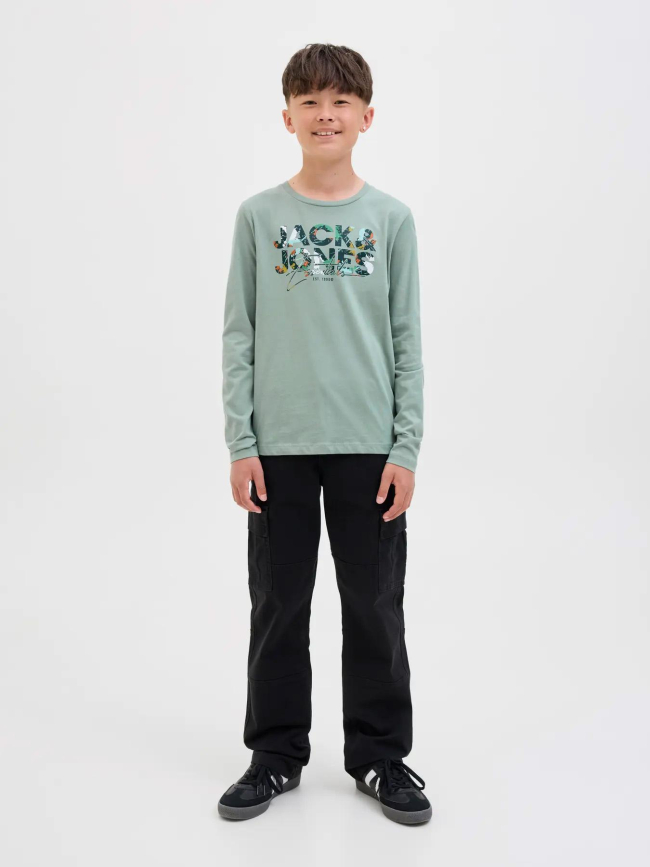 T-shirt à manches longues jjgeplas vert garçon - Jack & Jones