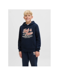 Sweat à capuche logo aw25 bleu marine garçon - Jack & Jones