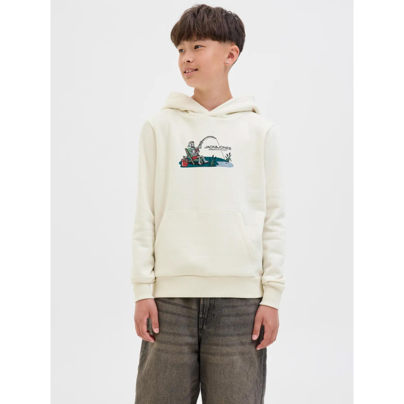 Sweat à capuche jorskull nature beige garçon - Jack & Jones
