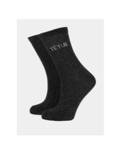 Chaussettes pailletées têtue sebby noir femme - Pieces