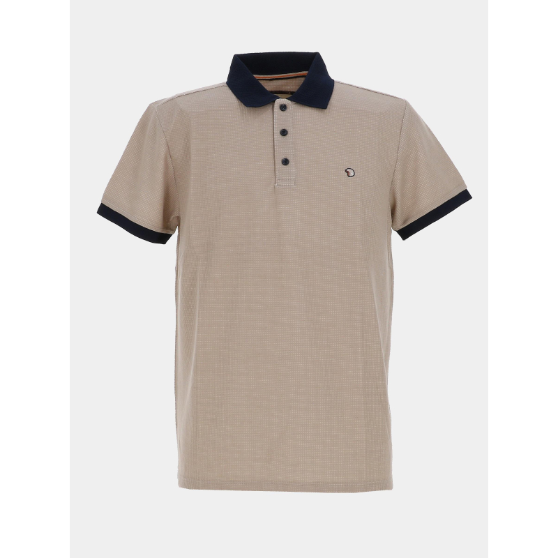 Polo texturé stretch gonar marron homme - Benson & Cherry