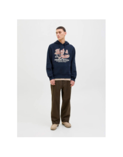 Sweat à capuche jjelogo bleu nuit homme - Jack & Jones