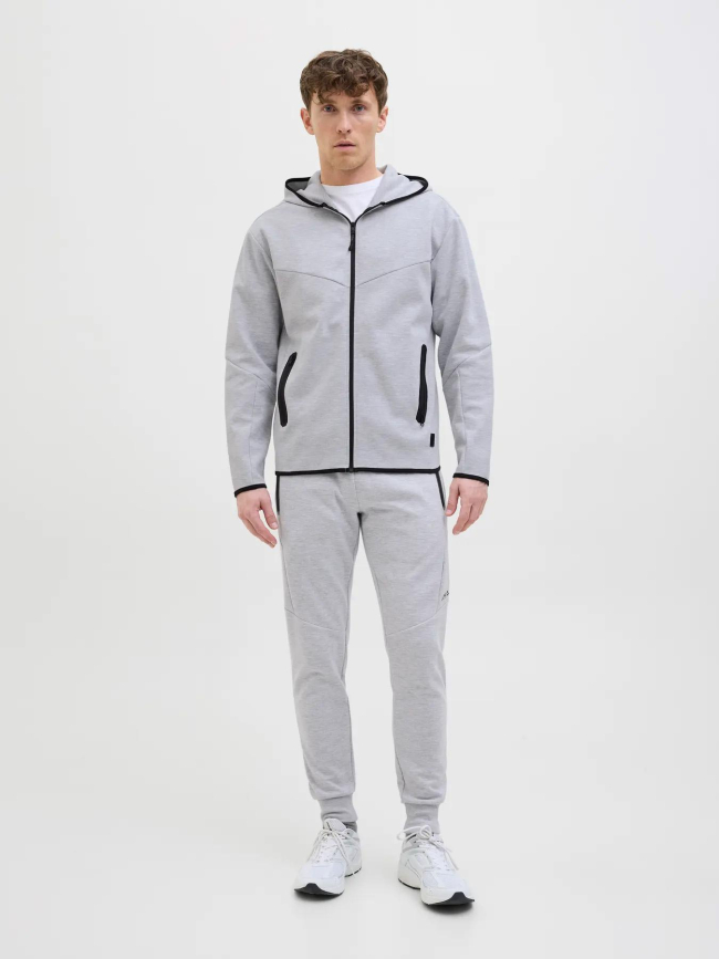 Sweat à capuche zippé jcofusion gris homme - Jack & Jones