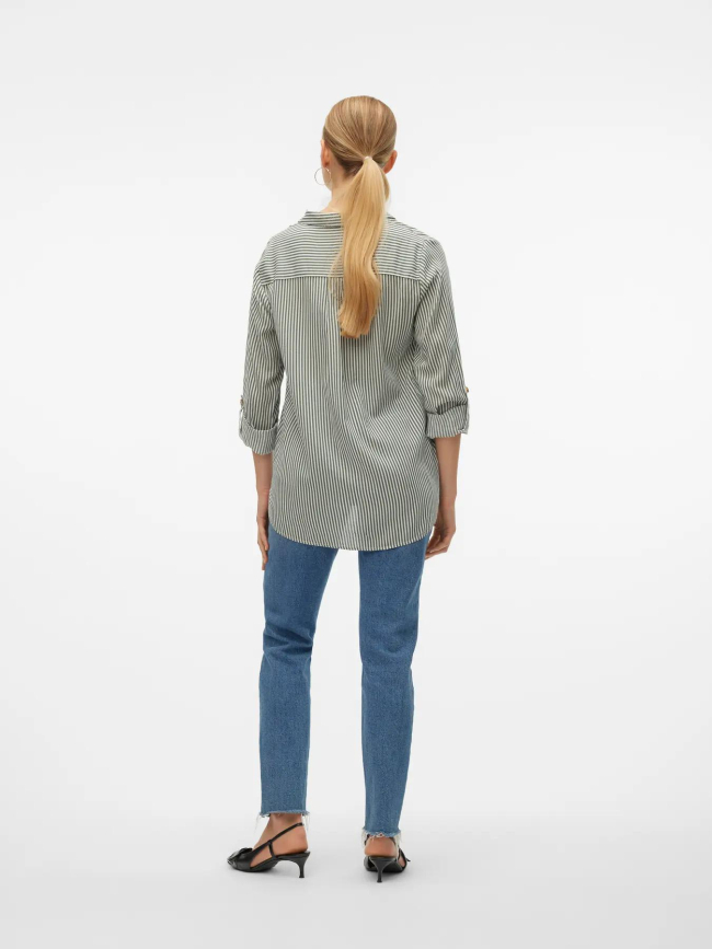 Chemise rayée bumpy vert olive femme - Vero Moda
