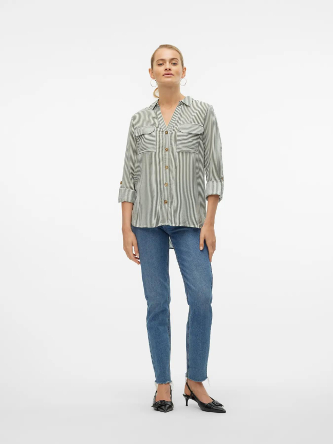 Chemise rayée bumpy vert olive femme - Vero Moda