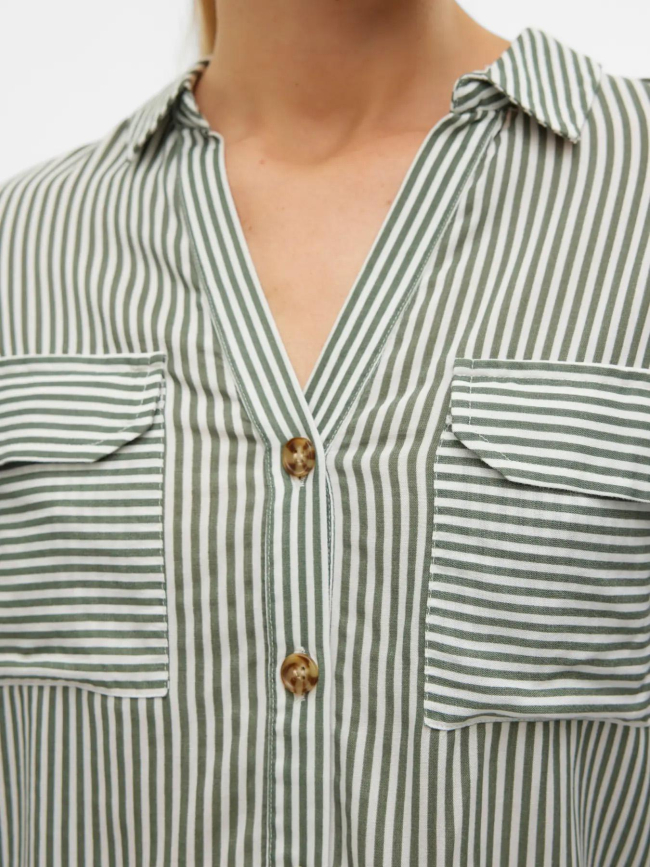 Chemise rayée bumpy vert olive femme - Vero Moda