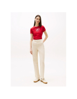 Jean slim droit taille haute layla beige femme - Tommy Hilfiger