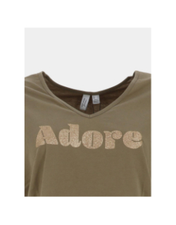 T-shirt brillant à col en v fadora kaki femme - Vero Moda