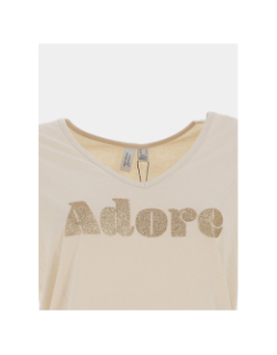 T-shirt brillant à col en v fadora beige femme - Vero Moda