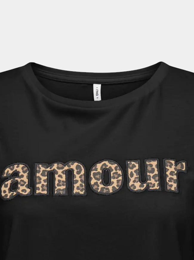 T-shirt à message amour line noir femme - Only
