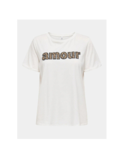 T-shirt à message amour line blanc femme - Only
