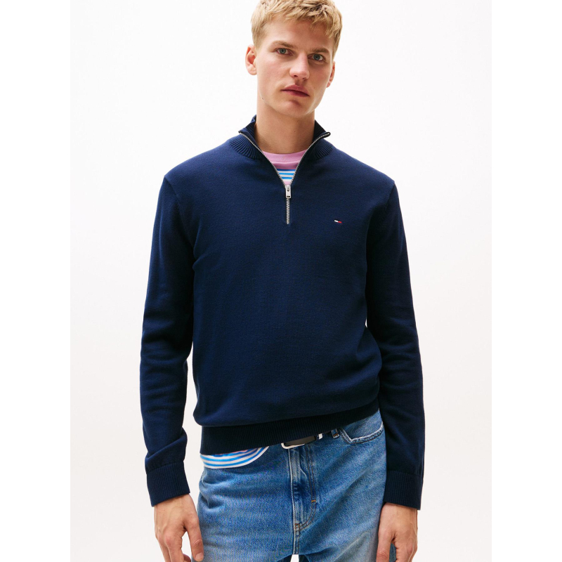 Pull col zippé slim light bleu marine homme - Tommy Jeans