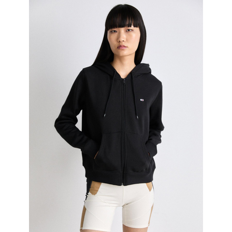 Sweat à capuche zippé regular flag noir femme - Tommy Jeans