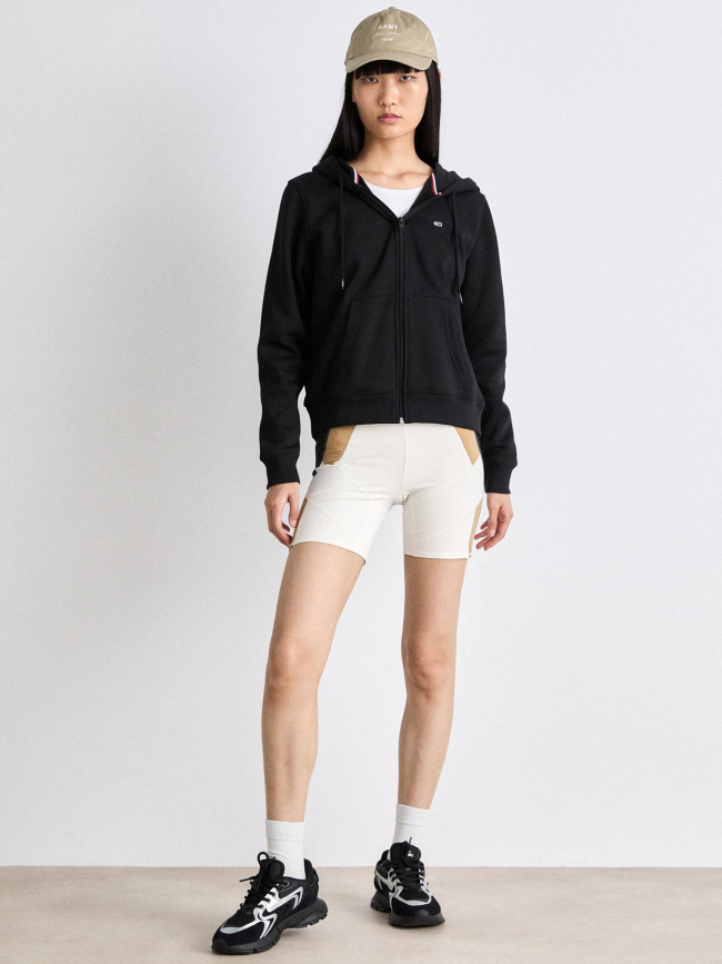 Sweat à capuche zippé regular flag noir femme - Tommy Jeans