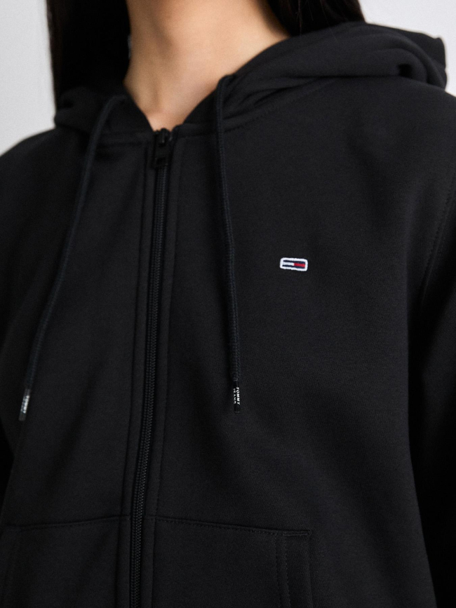 Sweat à capuche zippé regular flag noir femme - Tommy Jeans