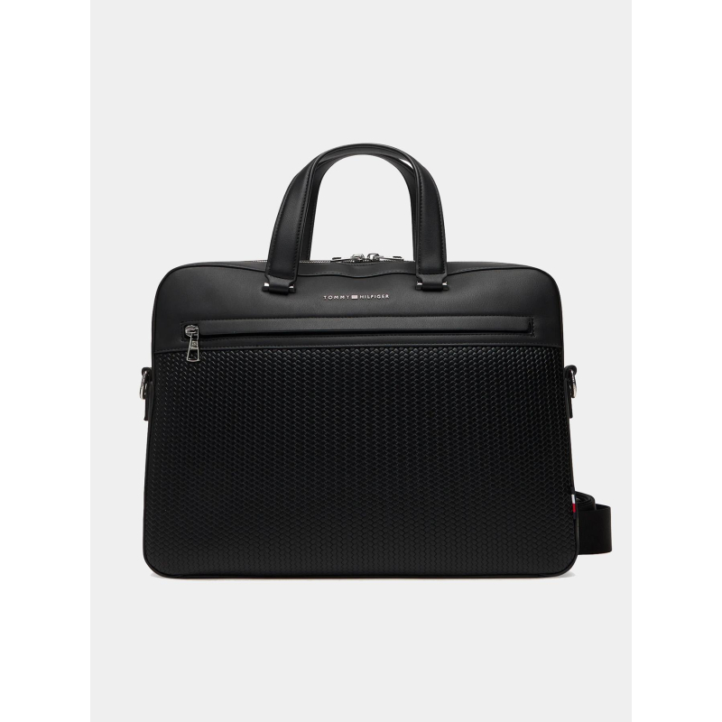 Sacoche ordinateur simili-cuir woven noir - Tommy Hilfiger