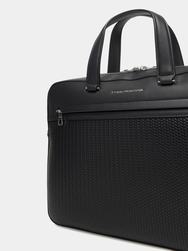 Sacoche ordinateur simili-cuir woven noir - Tommy Hilfiger