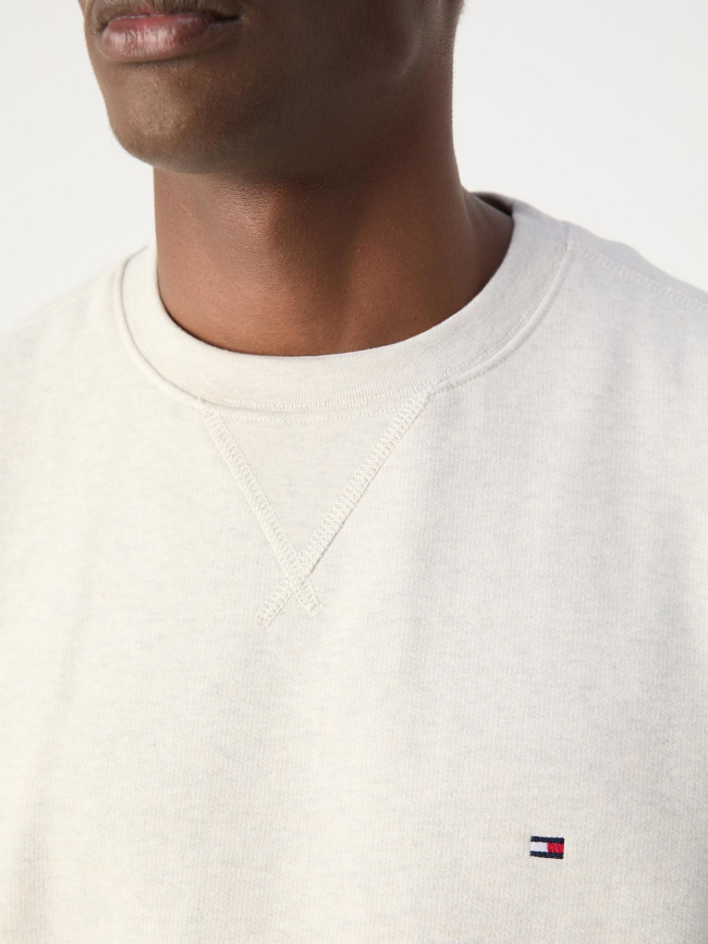 Sweat chiné à col rond ess seasonnal beige homme - Tommy Hilfiger