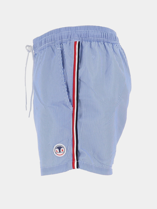 Short de bain rayé surf helsinki bleu et blanc homme - Lagon Bleu