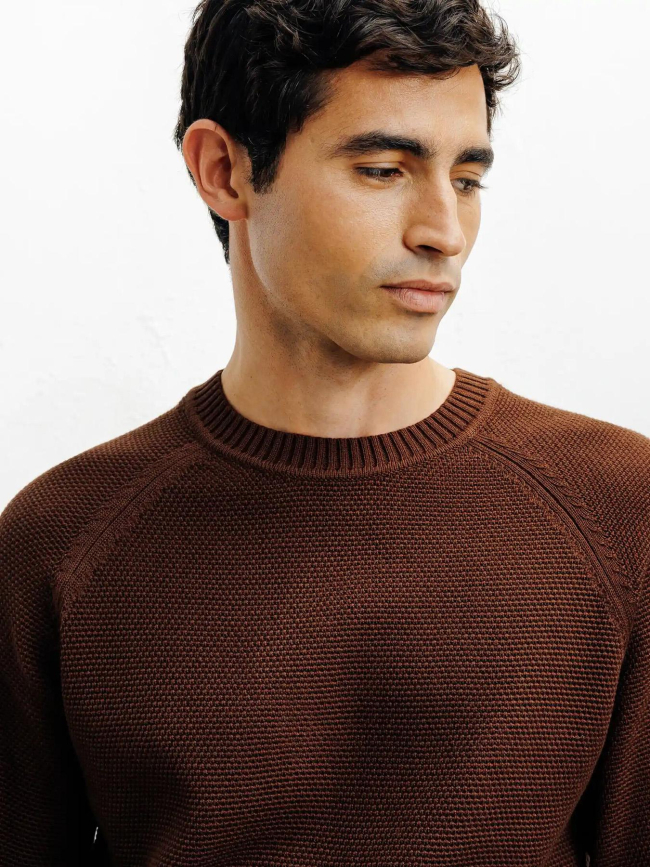 Pull en maille borange marron homme - Izac