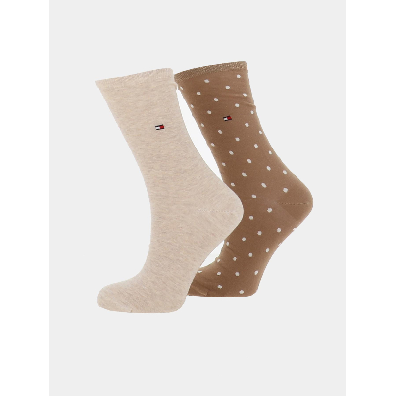 Pack de 2 paires de chaussettes dot beige femme - Tommy Hilfiger