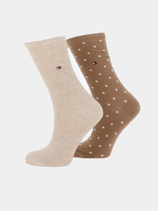 Pack de 2 paires de chaussettes dot beige femme - Tommy Hilfiger