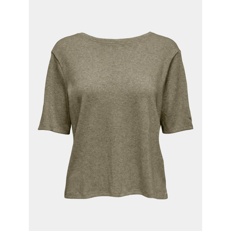 T-shirt brillant à col en v onlfalka doré femme - Only